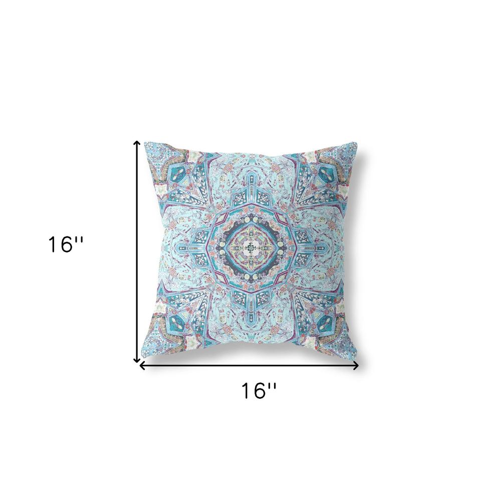 Light Blue Zippered Geometric Indoor Outdoor Throw Pillow Cover & Insert. Picture 4