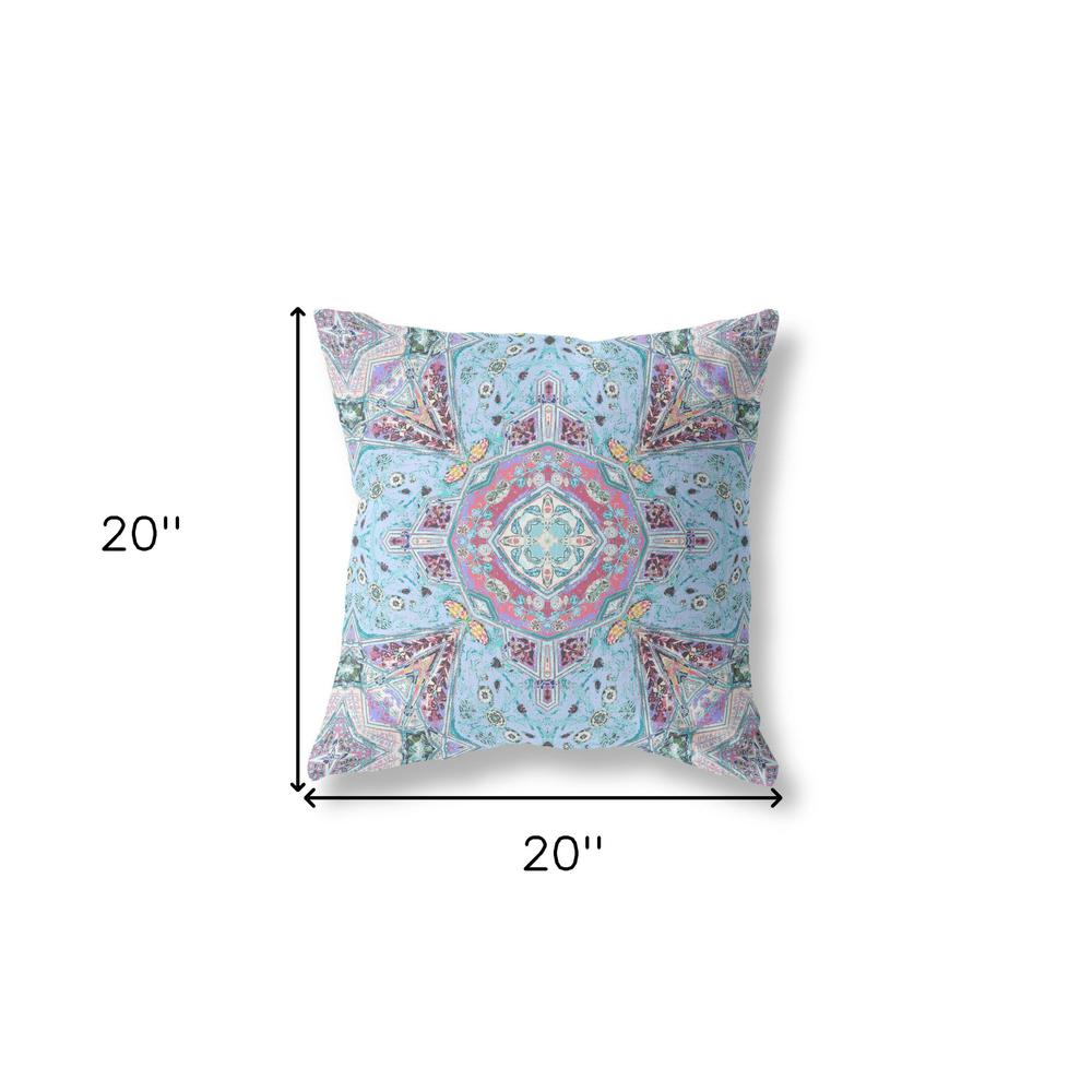 20" X 20" Magenta Zippered Geometric Indoor Outdoor Throw Pillow Cover & Insert. Picture 4