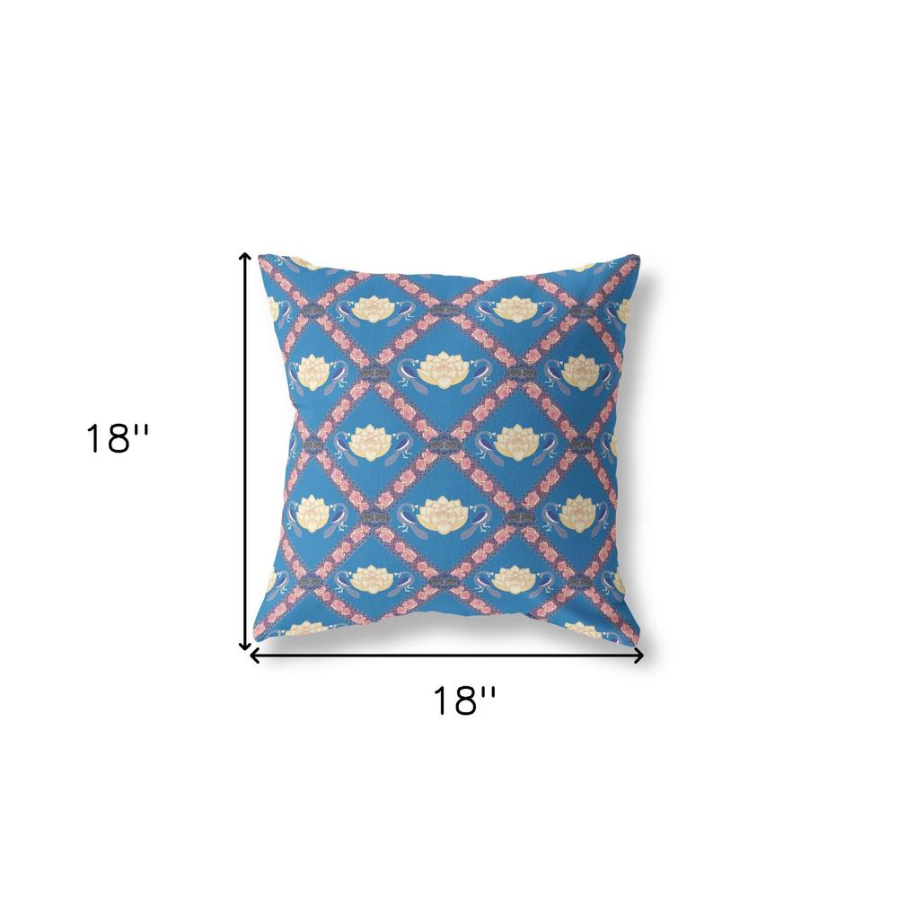 18"x18" Blue Yellow Pink Zippered Broadcloth Geometric Throw Pillow. Picture 5