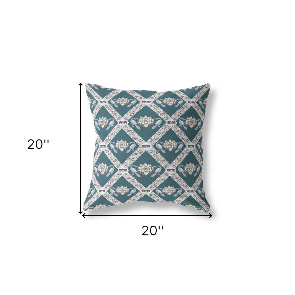 20"x20" Dark Green Yellow Gray Zippered Broadcloth Geometric Throw Pillow. Picture 5