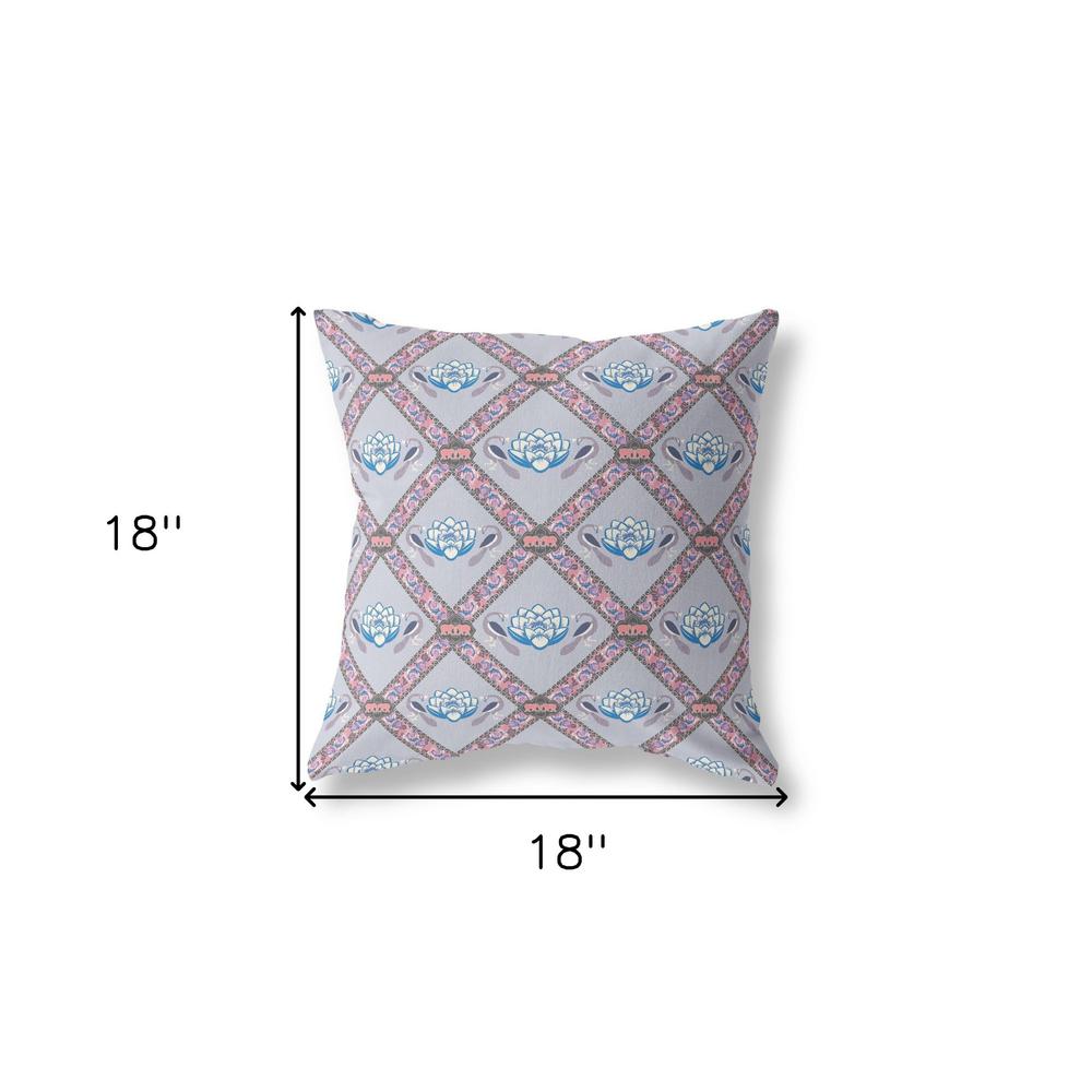 18"x18" Gray Blue Pink Zippered Broadcloth Geometric Throw Pillow. Picture 5