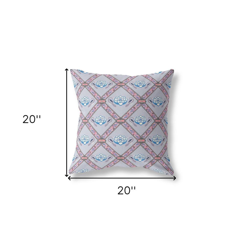20"x20" Gray Blue Pink Zippered Broadcloth Geometric Throw Pillow. Picture 5