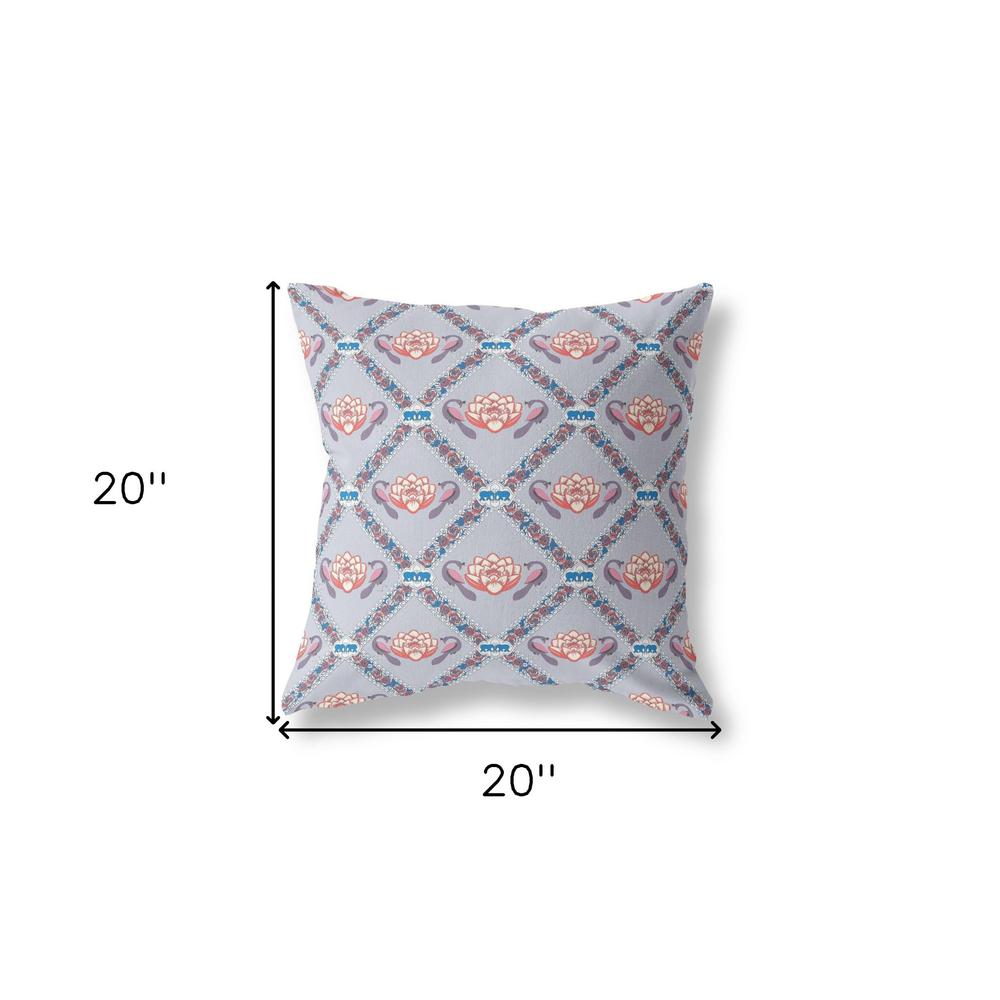 20"x20" Gray Red Blue Zippered Broadcloth Geometric Throw Pillow. Picture 5
