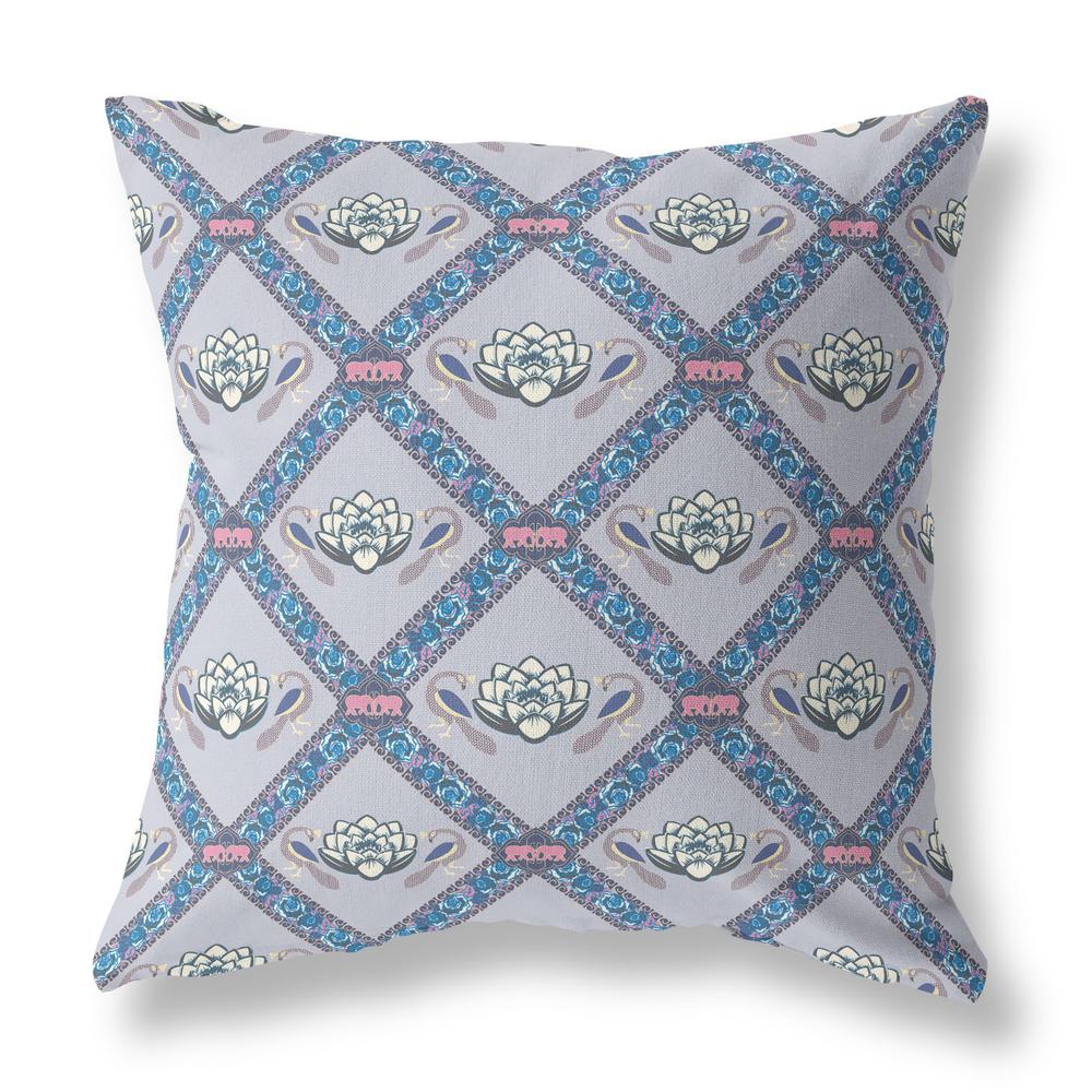 20"x20" Gray Sea Blue Pink Zippered Broadcloth Geometric Throw Pillow. Picture 1