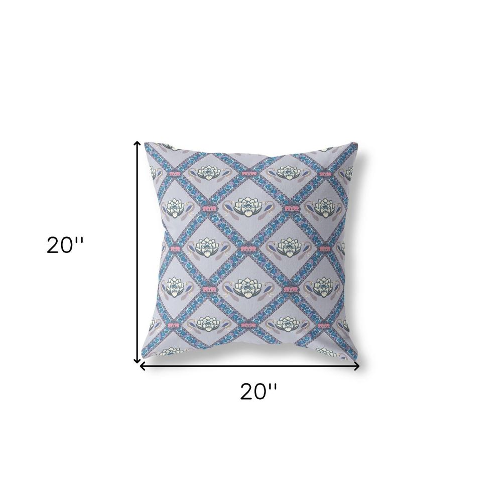 20"x20" Gray Sea Blue Pink Zippered Broadcloth Geometric Throw Pillow. Picture 5