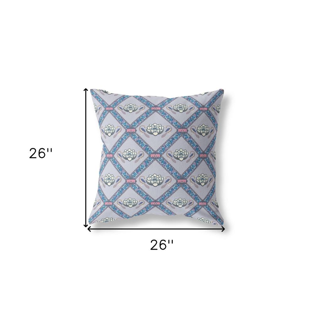 26" X 26" Gray And Pink Zippered Geometric Indoor Outdoor Throw Pillow. Picture 5