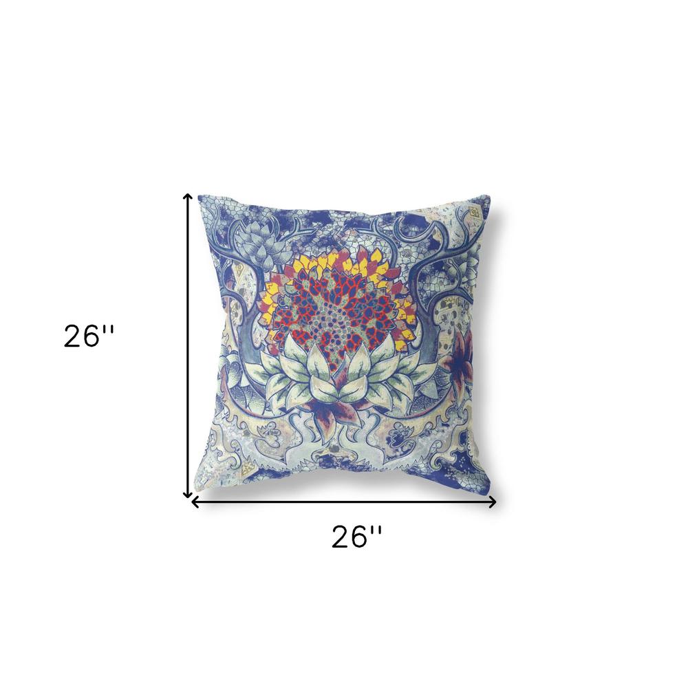 26" X 26" Blue And Red Zippered Geometric Indoor Outdoor Throw Pillow. Picture 5
