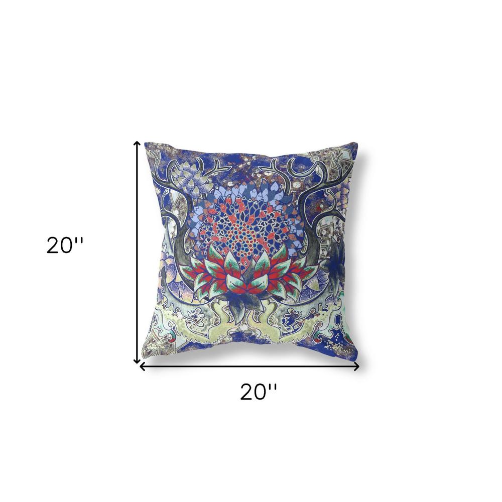20"x20" Electric Blue Zippered Broadcloth Geometric Throw Pillow. Picture 5