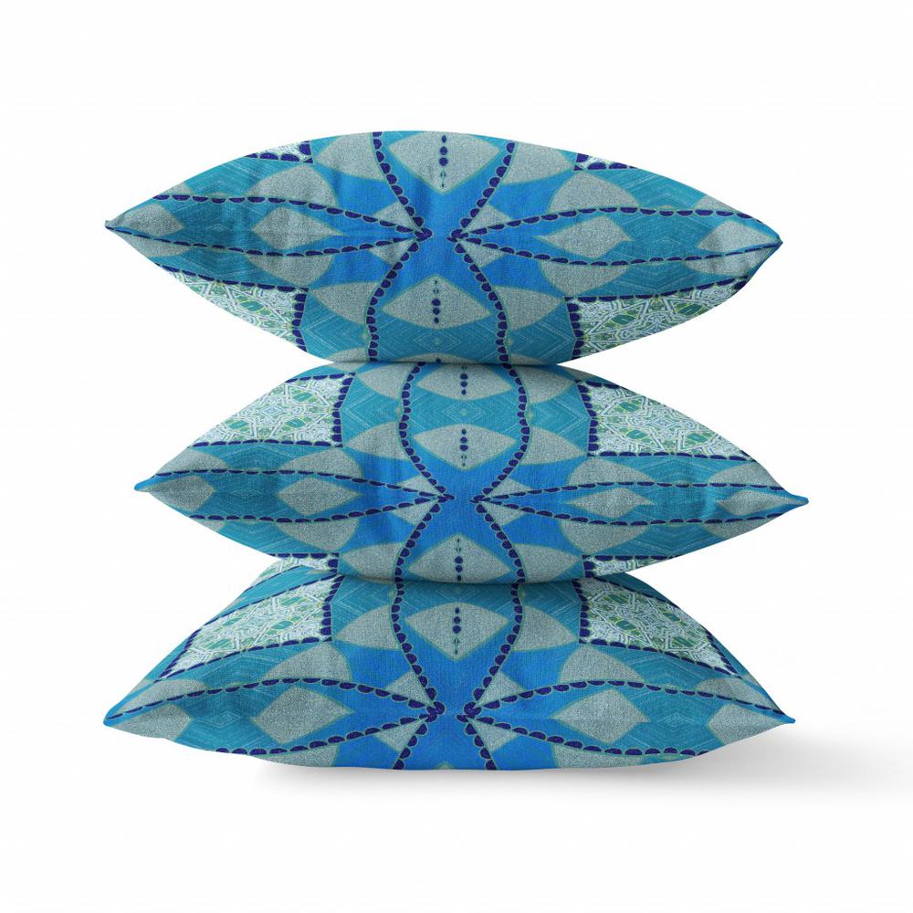18"x18" Aqua Sky Blue Zippered Broadcloth Geometric Throw Pillow. Picture 3