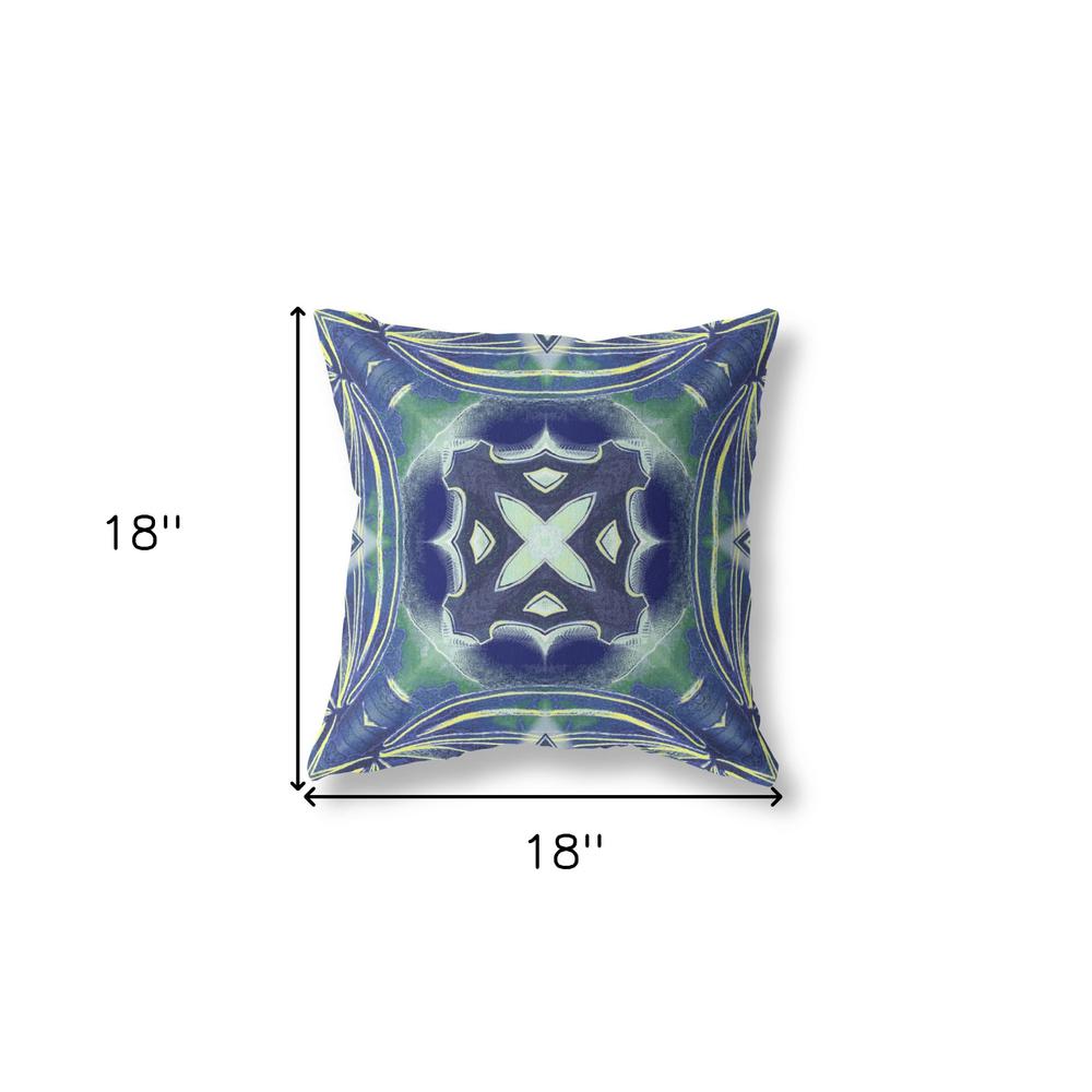 18"x18" Evening Blue Green Zippered Broadcloth Geometric Throw Pillow. Picture 6