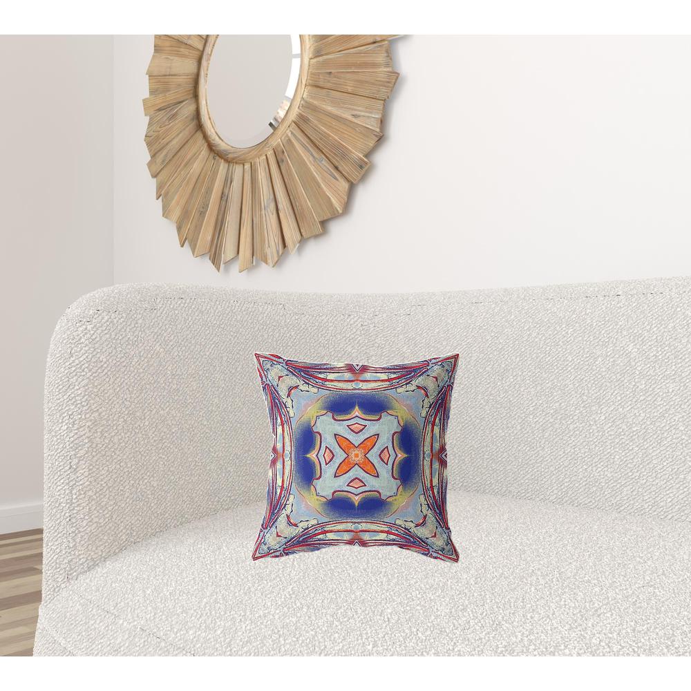 Gray Red Orange Midnight Blue Zippered Broadcloth Geometric Throw Pillow. Picture 2