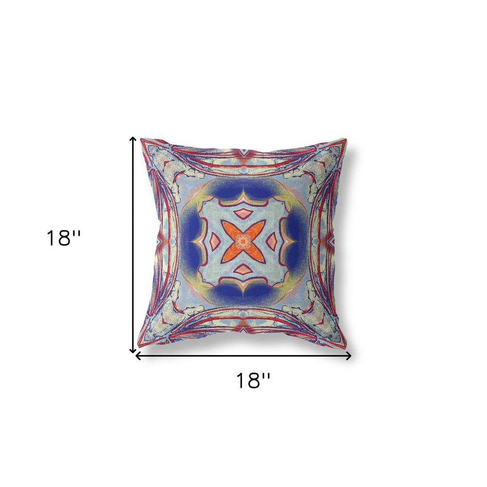Gray Red Orange Midnight Blue Zippered Broadcloth Geometric Throw Pillow. Picture 6