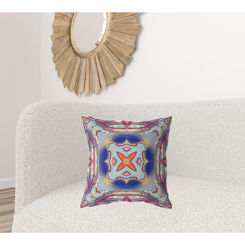 Gray Red Orange Midnight Blue Zippered Broadcloth Geometric Throw Pillow. Picture 2