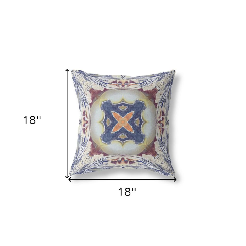 18"x18" Grey Brown Indigo Zippered Broadcloth Geometric Throw Pillow. Picture 6