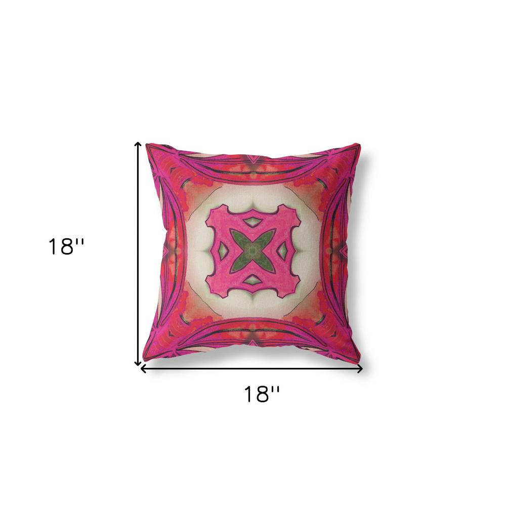 18"x18" Hot Pink Zippered Broadcloth Geometric Throw Pillow. Picture 6