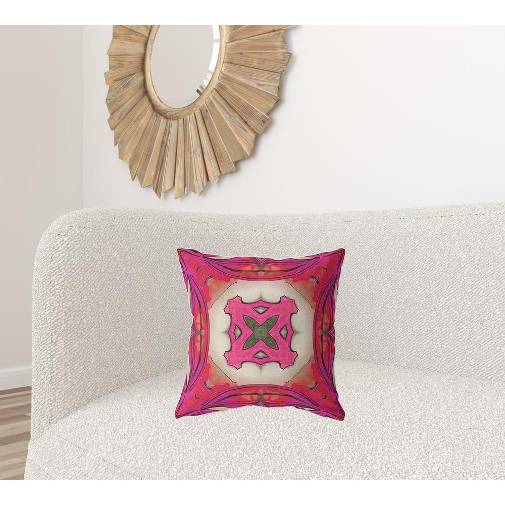 18"x18" Hot Pink Zippered Broadcloth Geometric Throw Pillow. Picture 2