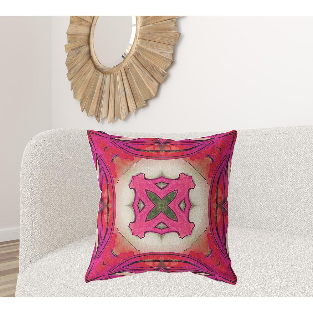 26"x26" Hot Pink Zippered Broadcloth Geometric Throw Pillow. Picture 2