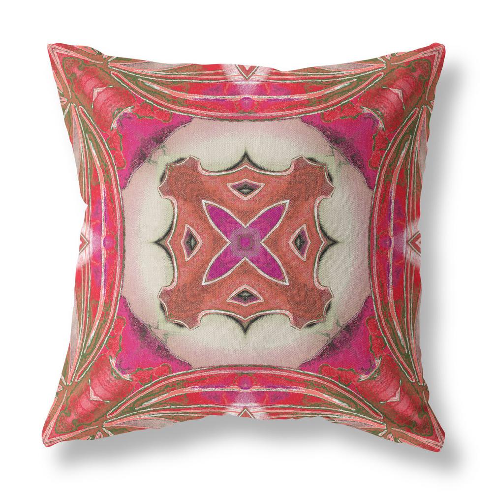 16"x16" Hot Pink Gray Zippered Broadcloth Geometric Throw Pillow. Picture 1