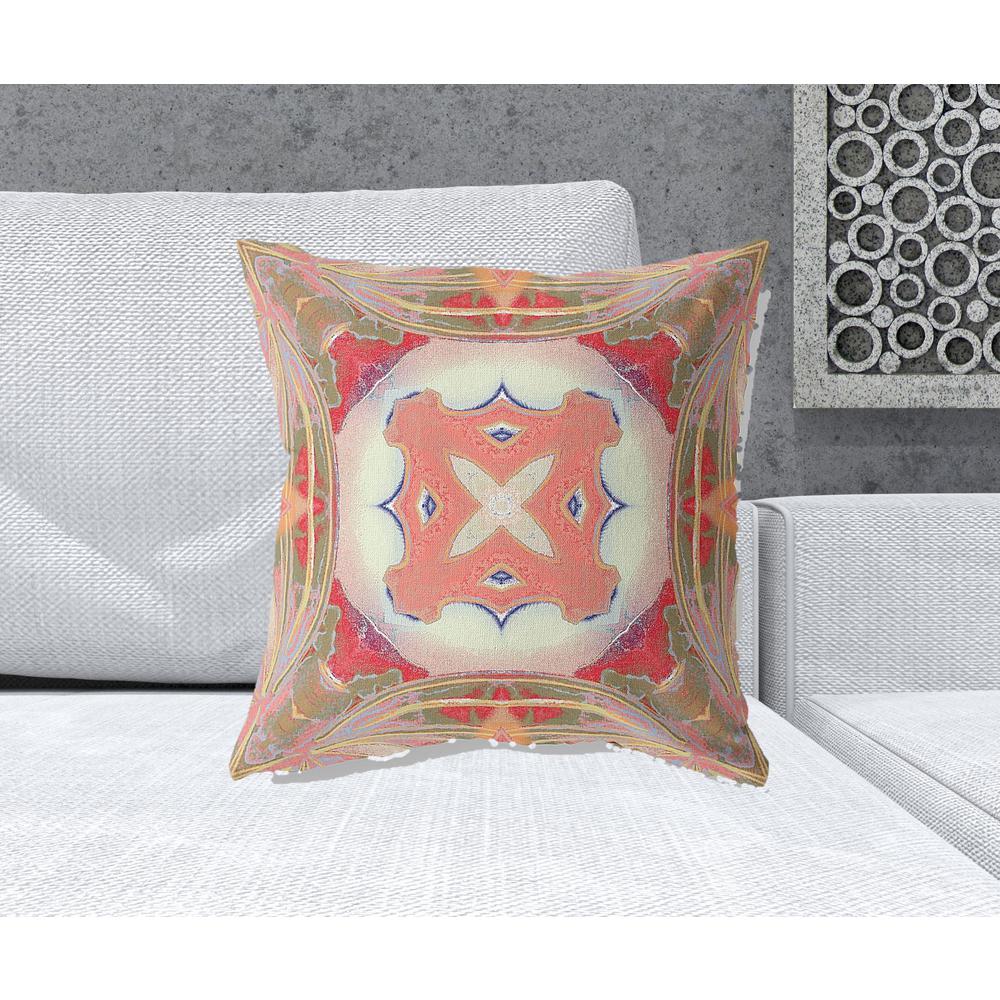 20" X 20" Muted Red Zippered Geometric Indoor Outdoor Throw Pillow. Picture 2