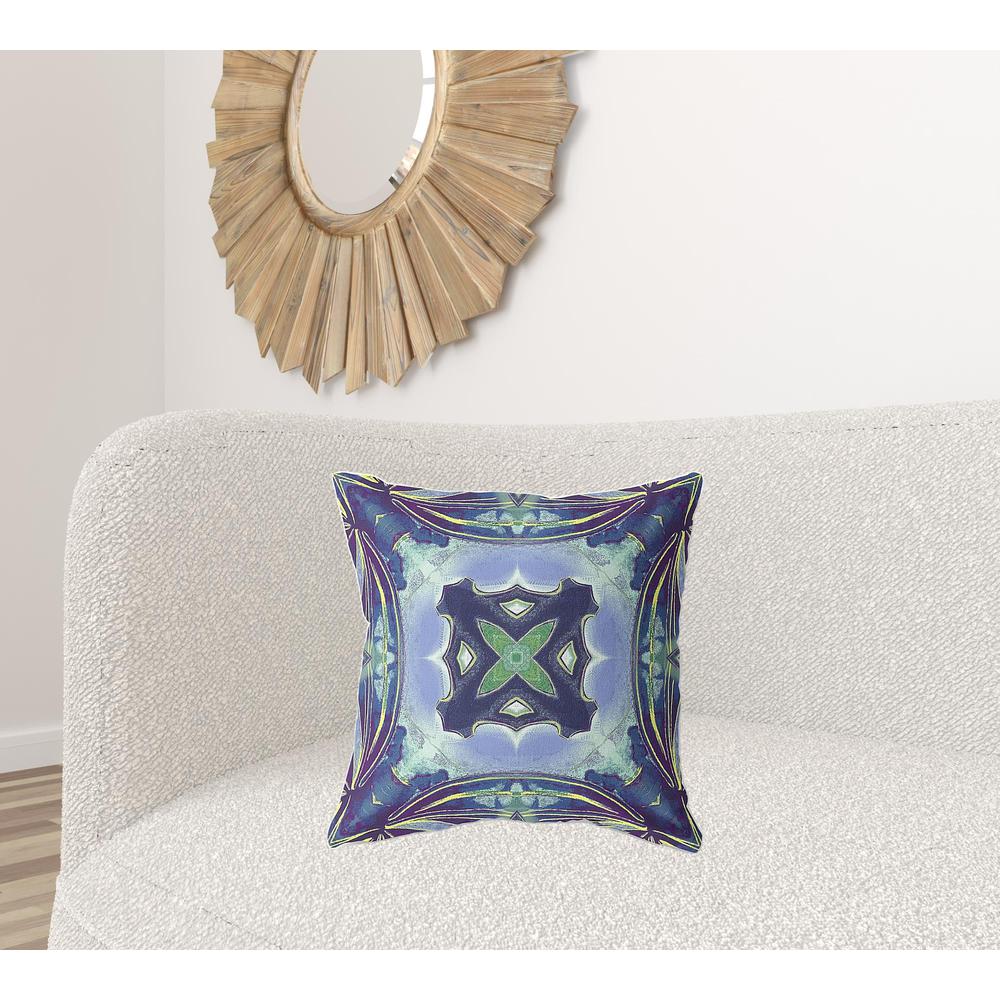 20"x20" Peacock Blue Light Blue Zippered Broadcloth Geometric Throw Pillow. Picture 2