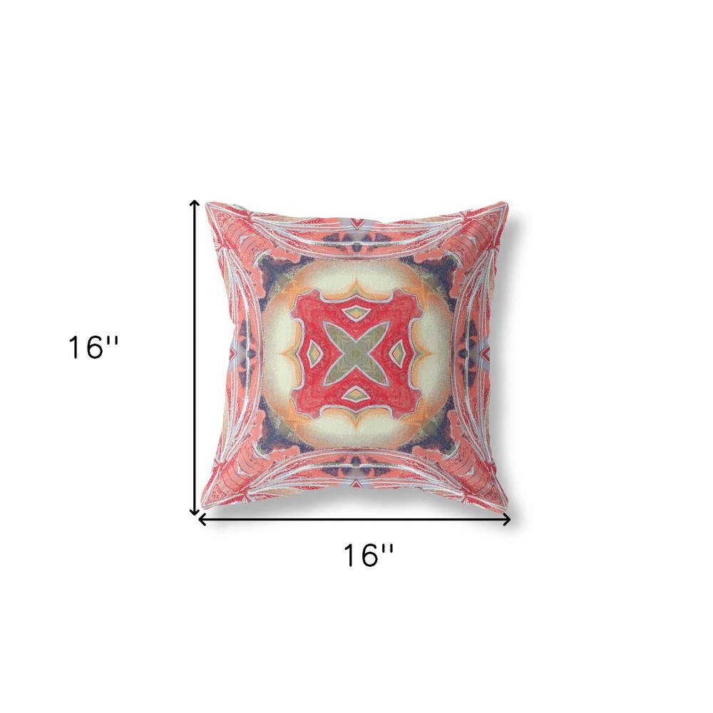 16"x16" Pink Peach Red Zippered Broadcloth Geometric Throw Pillow. Picture 6