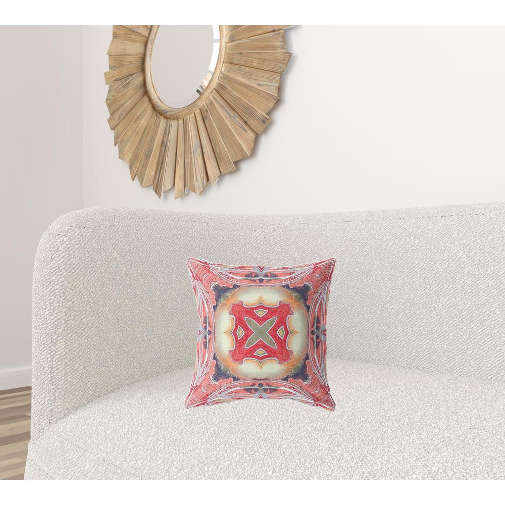 16"x16" Pink Peach Red Zippered Broadcloth Geometric Throw Pillow. Picture 2