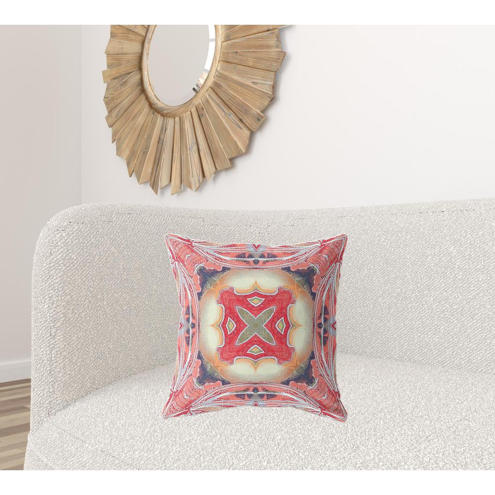 20"x20" Pink Peach Red Zippered Broadcloth Geometric Throw Pillow. Picture 2