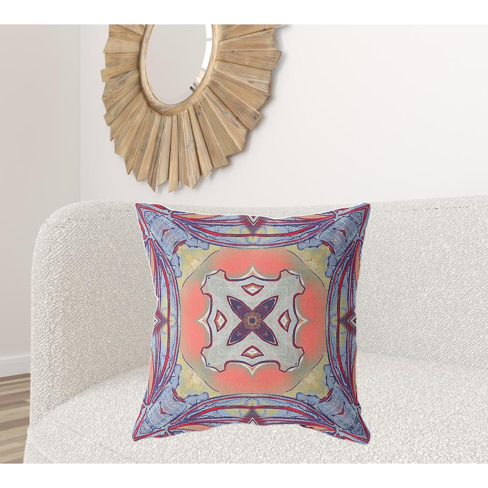 26"x26" Purple Orange Zippered Broadcloth Geometric Throw Pillow. Picture 2