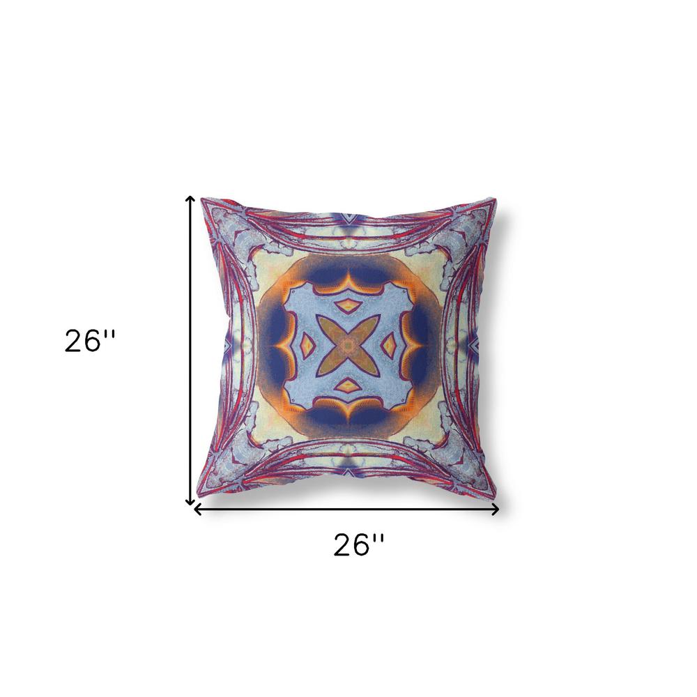 Purple Peach Indigo Muted Yellow Zippered Broadcloth Geometric Throw Pillow. Picture 6