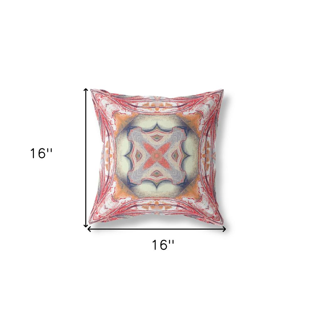 16"x16" Rustic Red Orange Zippered Broadcloth Geometric Throw Pillow. Picture 6