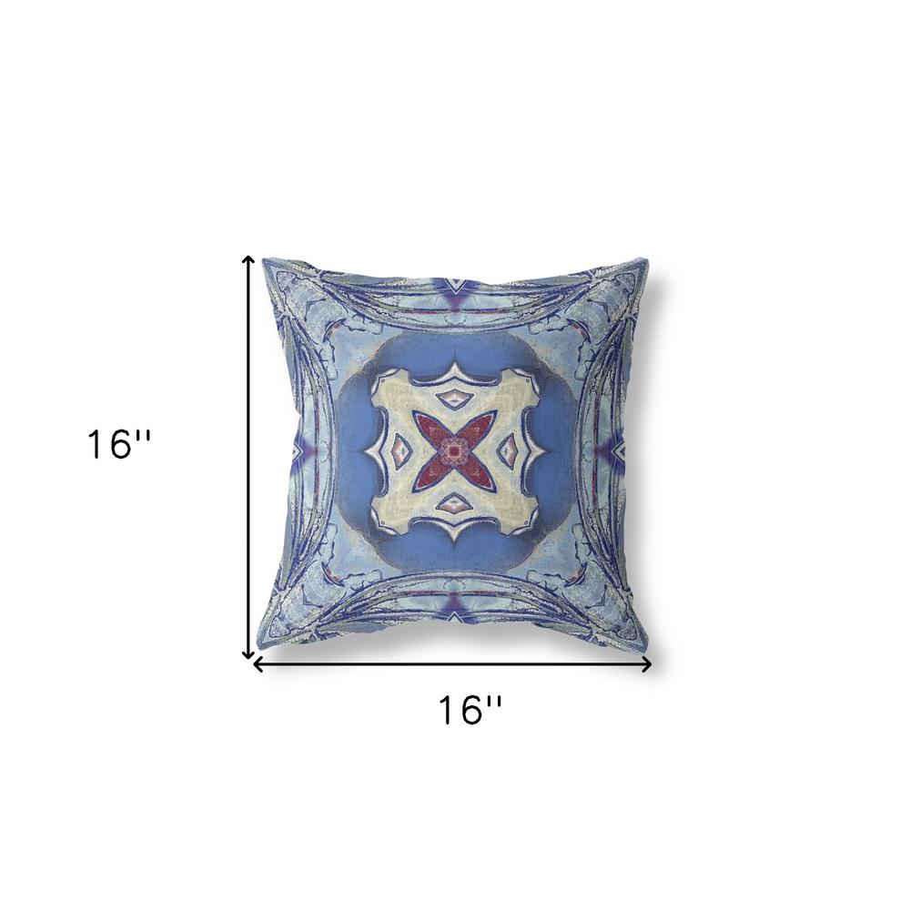 16"x16" Sky Blue Evening Blue Zippered Broadcloth Geometric Throw Pillow. Picture 6