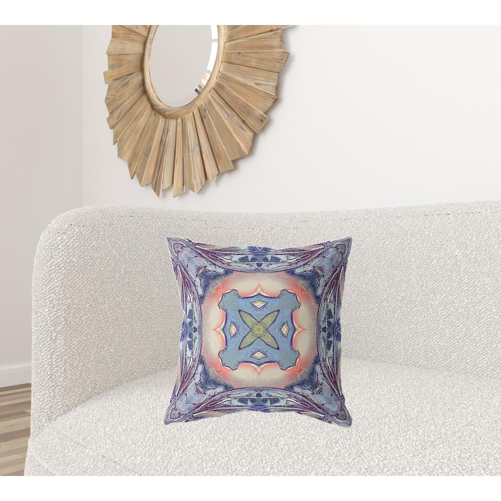 20"x20" Sky Blue Indigo Muted Peach Zippered Broadcloth Geometric Throw Pillow. Picture 2