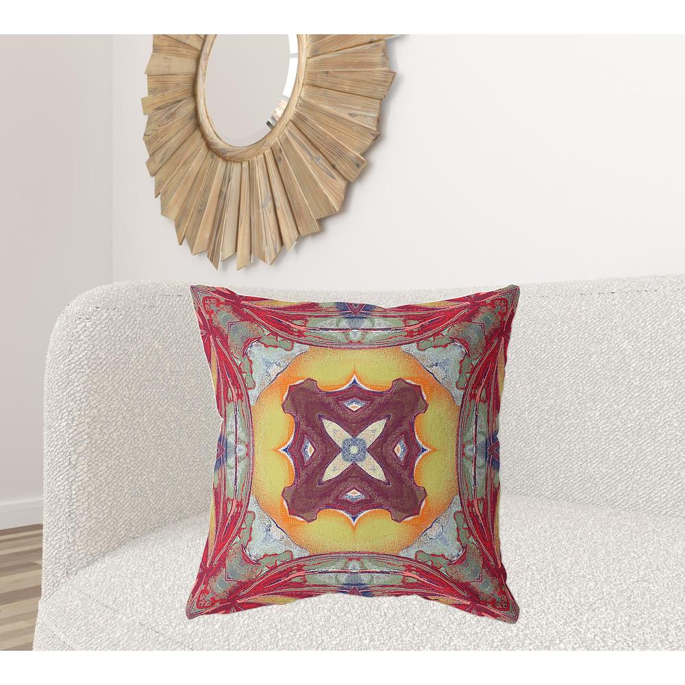 26"x26" Yellow Red Magenta Green Zippered Broadcloth Geometric Throw Pillow. Picture 2