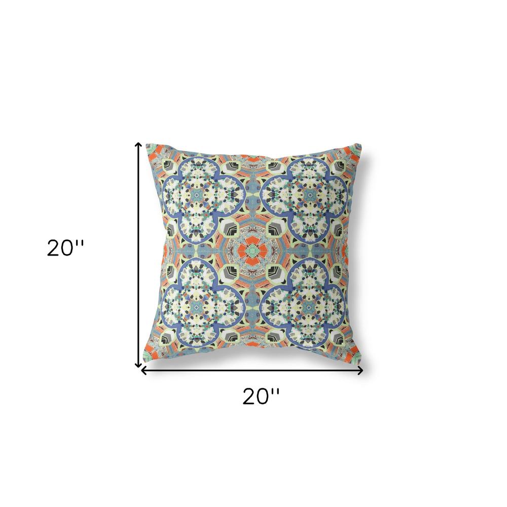 Blue, Orange Zippered Geometric Indoor Outdoor Throw Pillow Cover & Insert. Picture 4