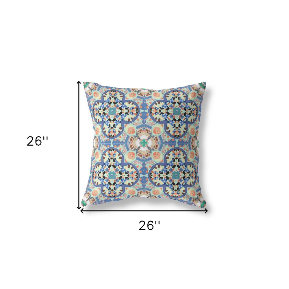 26" X 26" Peach Zippered Geometric Indoor Outdoor Throw Pillow Cover & Insert. Picture 4