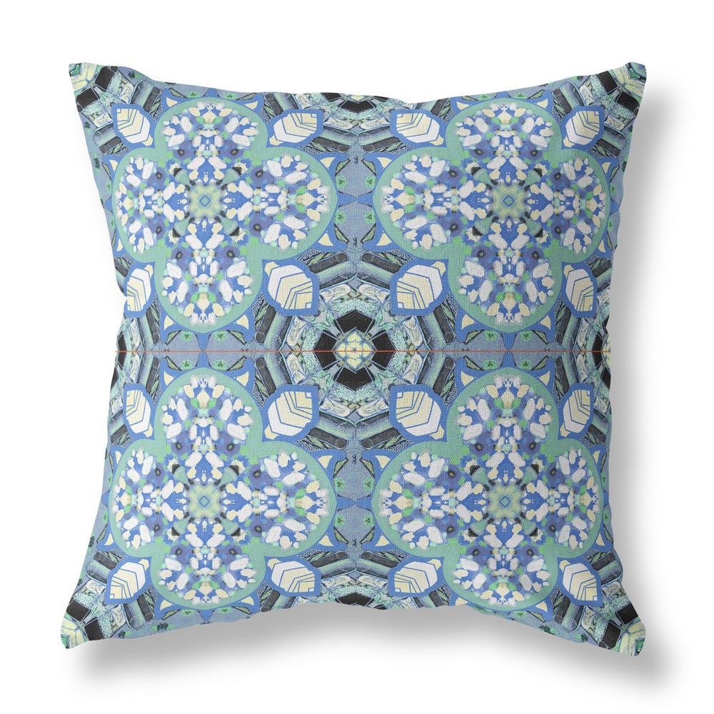Black, Blue Zippered Geometric Indoor Outdoor Throw Pillow Cover & Insert. Picture 1