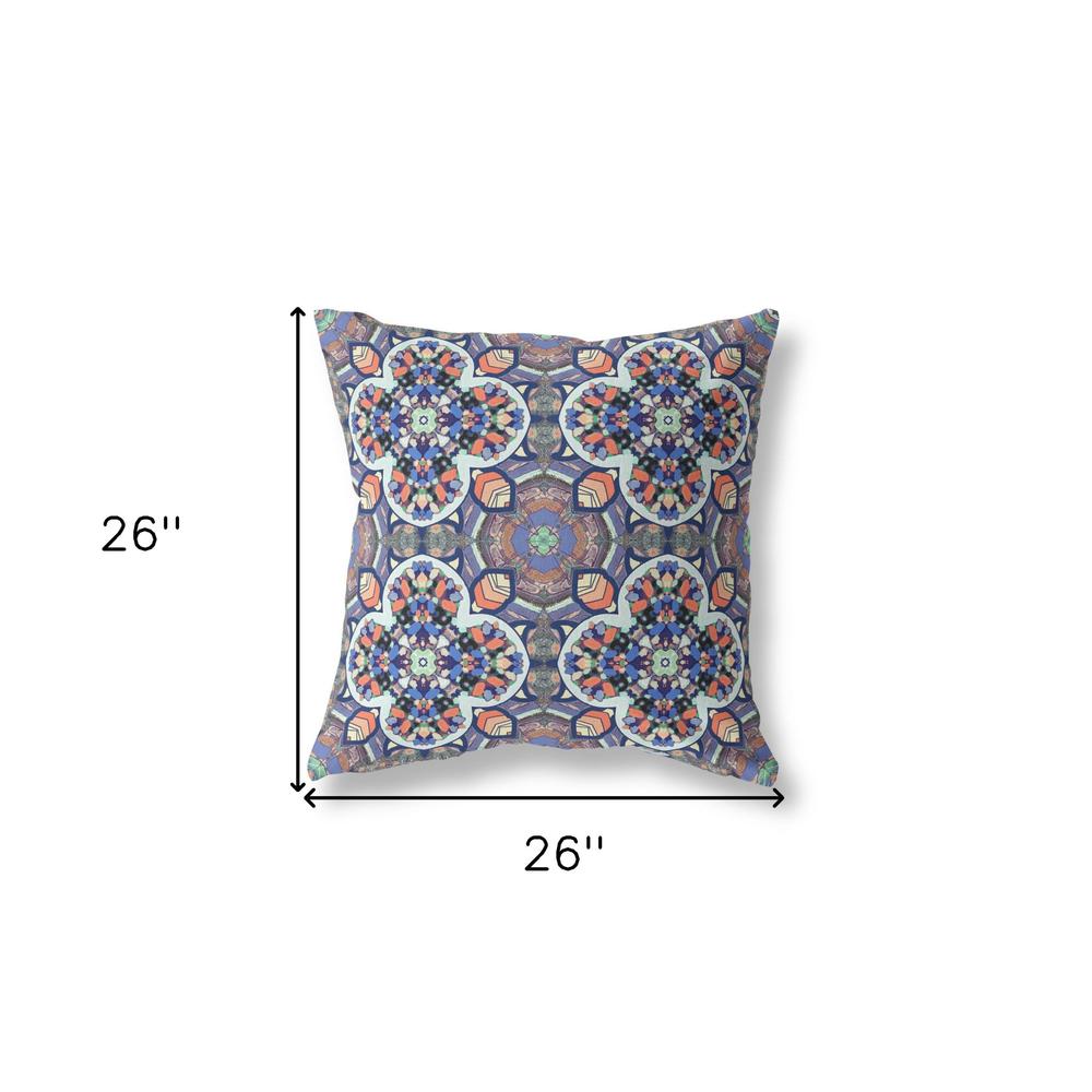 26" X 26" Gray Zippered Geometric Indoor Outdoor Throw Pillow Cover & Insert. Picture 4