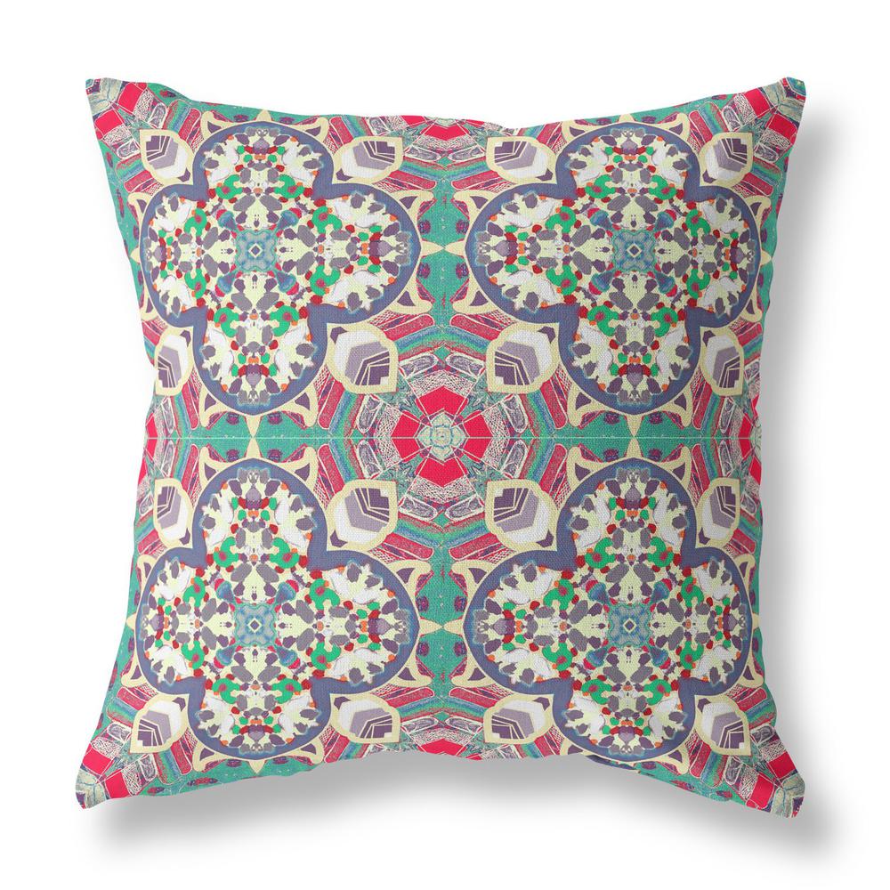 Pink, Green Zippered Geometric Indoor Outdoor Throw Pillow Cover & Insert. Picture 1