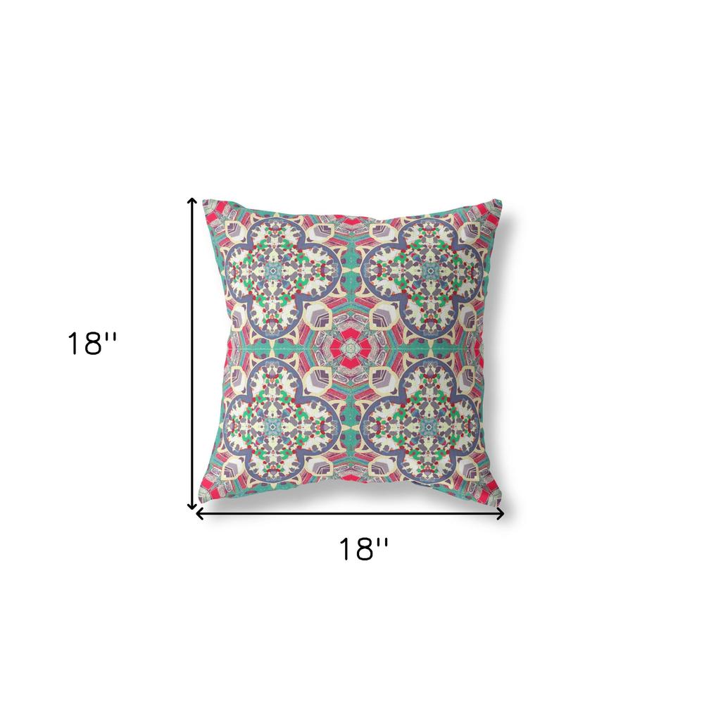 Pink, Green Zippered Geometric Indoor Outdoor Throw Pillow Cover & Insert. Picture 4