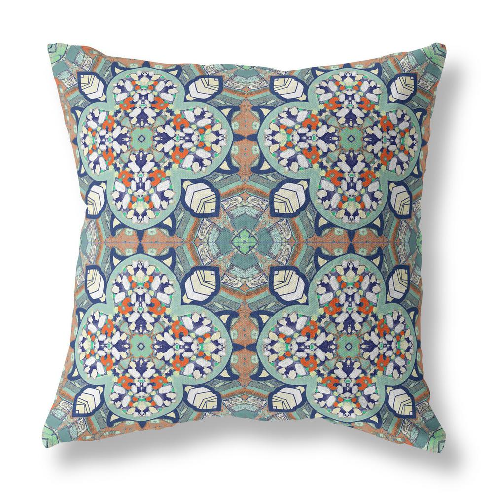 26" X 26" Green Zippered Geometric Indoor Outdoor Throw Pillow Cover & Insert. Picture 1