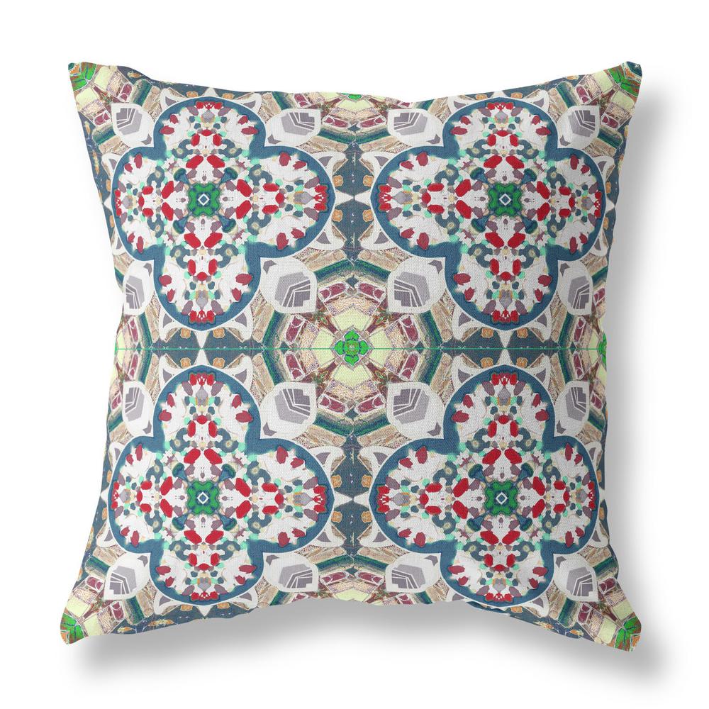 Green, White Zippered Geometric Indoor Outdoor Throw Pillow Cover & Insert. Picture 1
