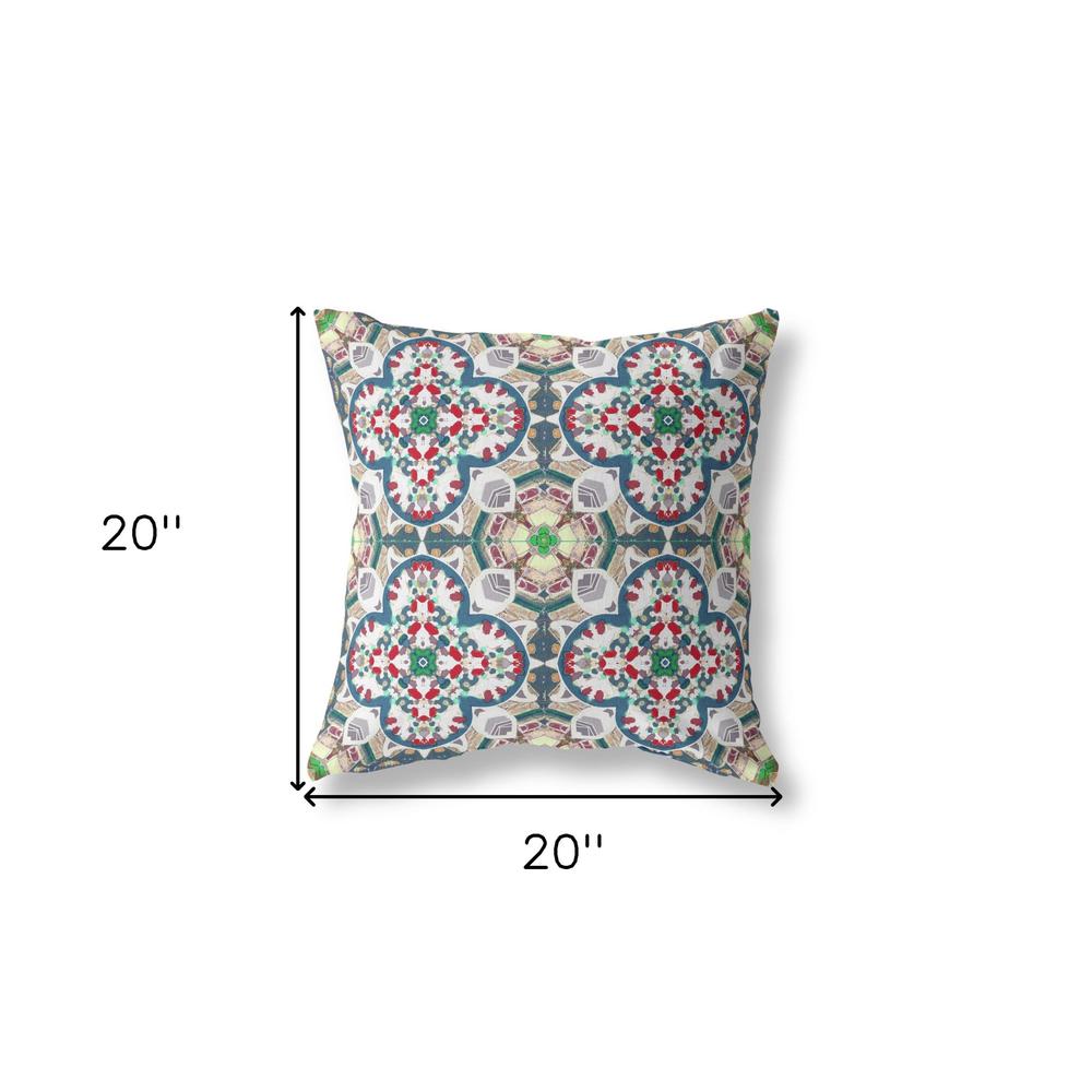 Green, White Zippered Geometric Indoor Outdoor Throw Pillow Cover & Insert. Picture 4