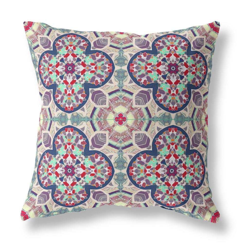 16" X 16" Mauve Zippered Geometric Indoor Outdoor Throw Pillow Cover & Insert. Picture 1
