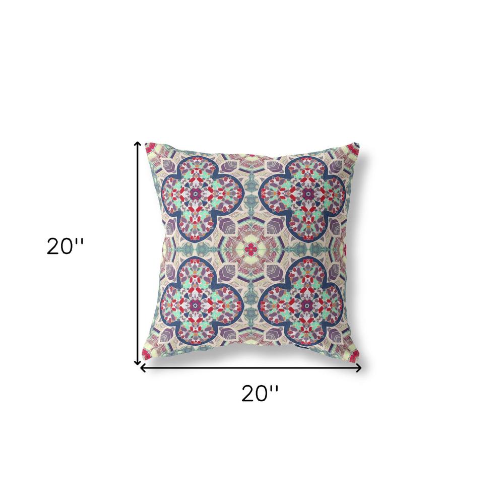 20" X 20" Mauve Zippered Geometric Indoor Outdoor Throw Pillow Cover & Insert. Picture 4