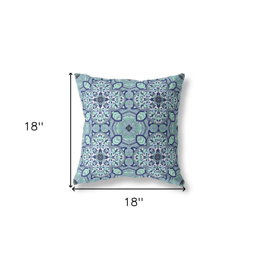 18" X 18" Aqua Zippered Geometric Indoor Outdoor Throw Pillow Cover & Insert. Picture 4