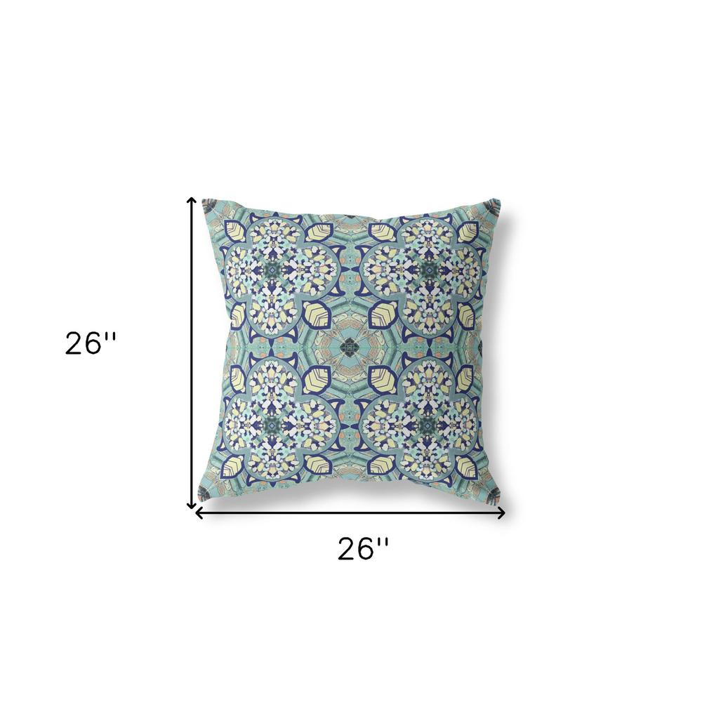 26" X 26" Cream Zippered Geometric Indoor Outdoor Throw Pillow Cover & Insert. Picture 4