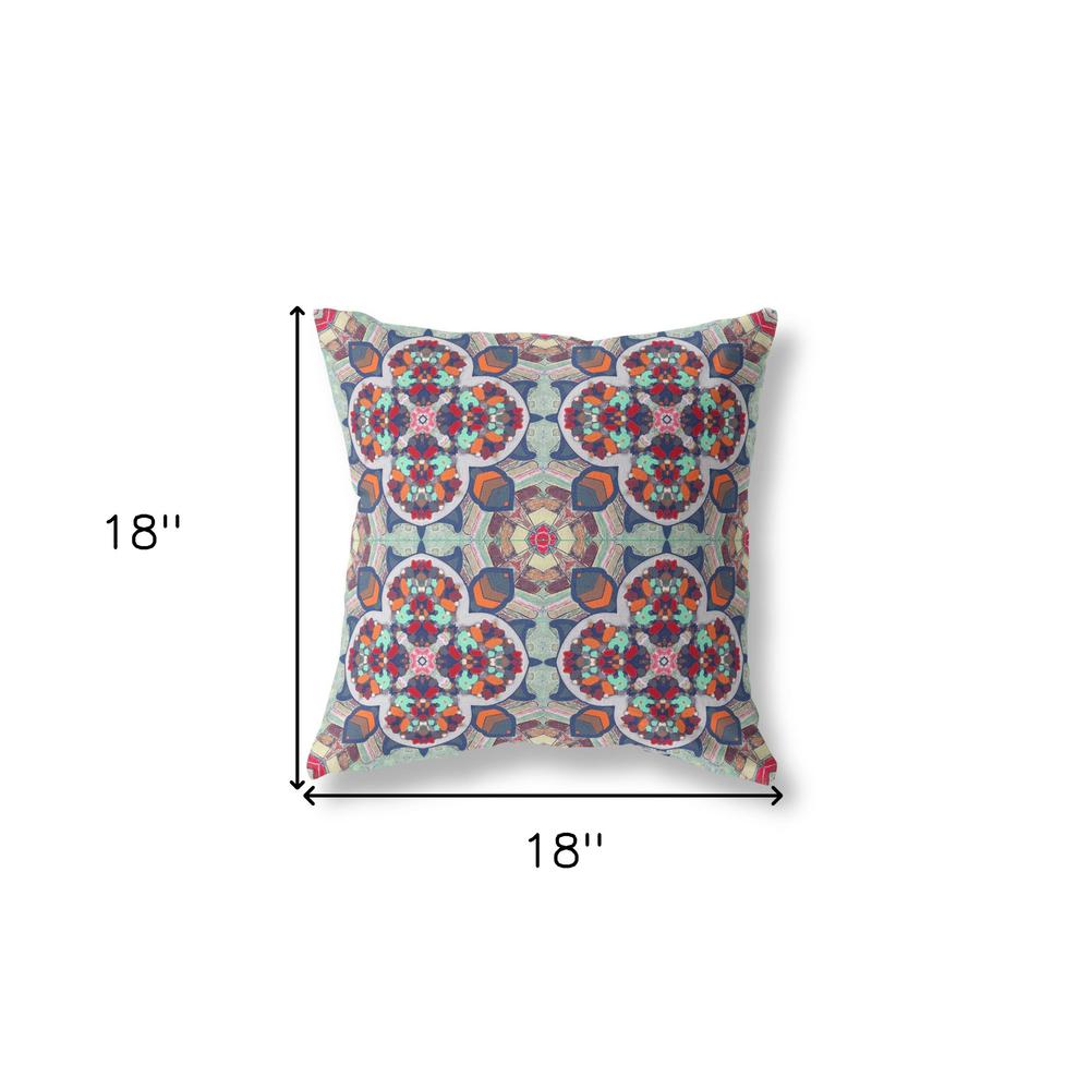Blue, Orange Zippered Geometric Indoor Outdoor Throw Pillow Cover & Insert. Picture 4