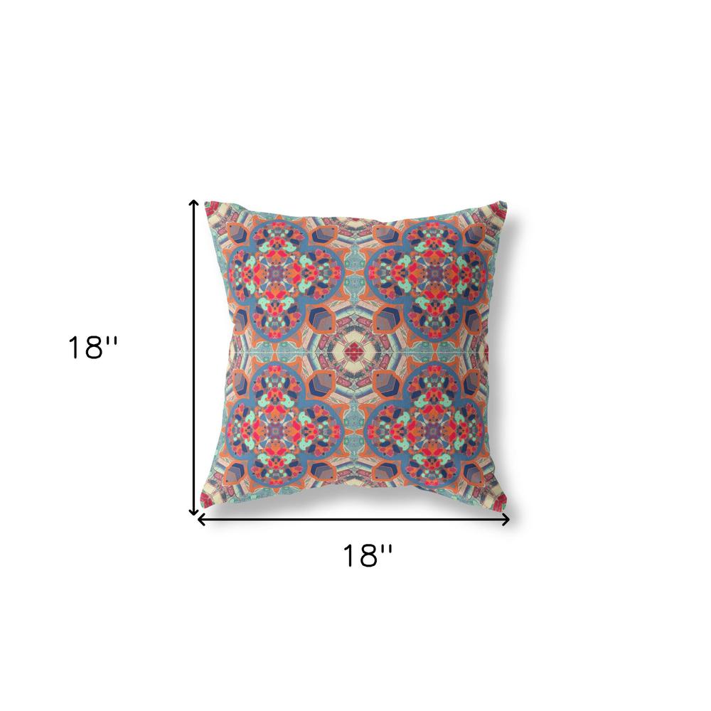 18" X 18" Orange Zippered Geometric Indoor Outdoor Throw Pillow Cover & Insert. Picture 4