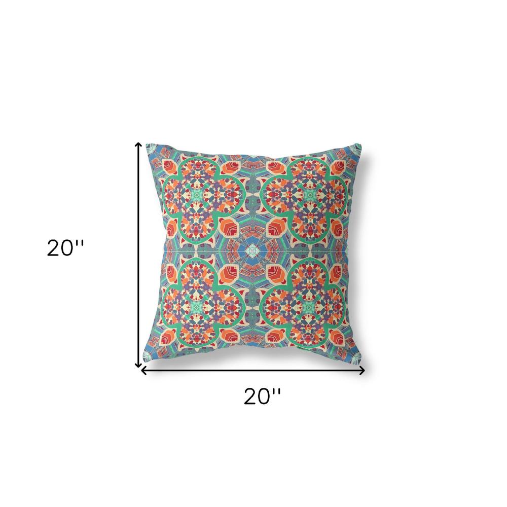 20" X 20" Orange Zippered Geometric Indoor Outdoor Throw Pillow Cover & Insert. Picture 4