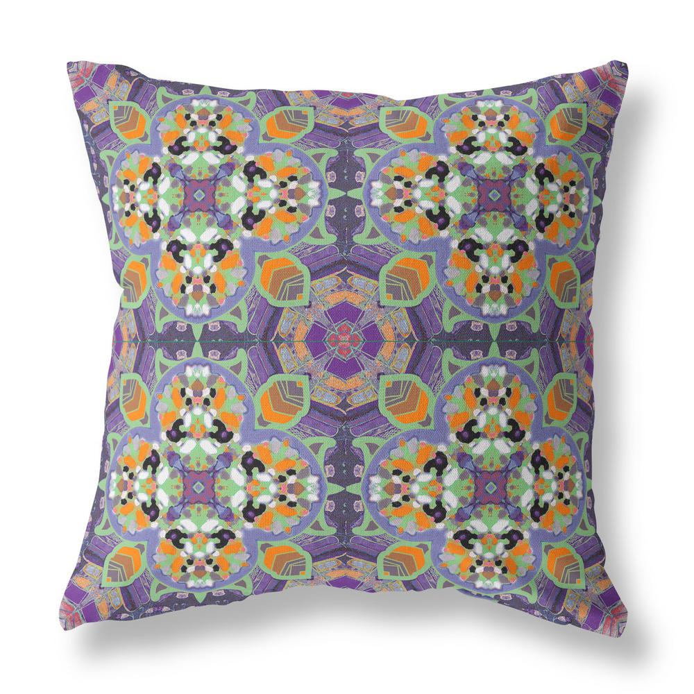 20" X 20" Purple Zippered Geometric Indoor Outdoor Throw Pillow Cover & Insert. Picture 1